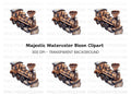 Steampunk Wooden Train Engine Clipart Bundle