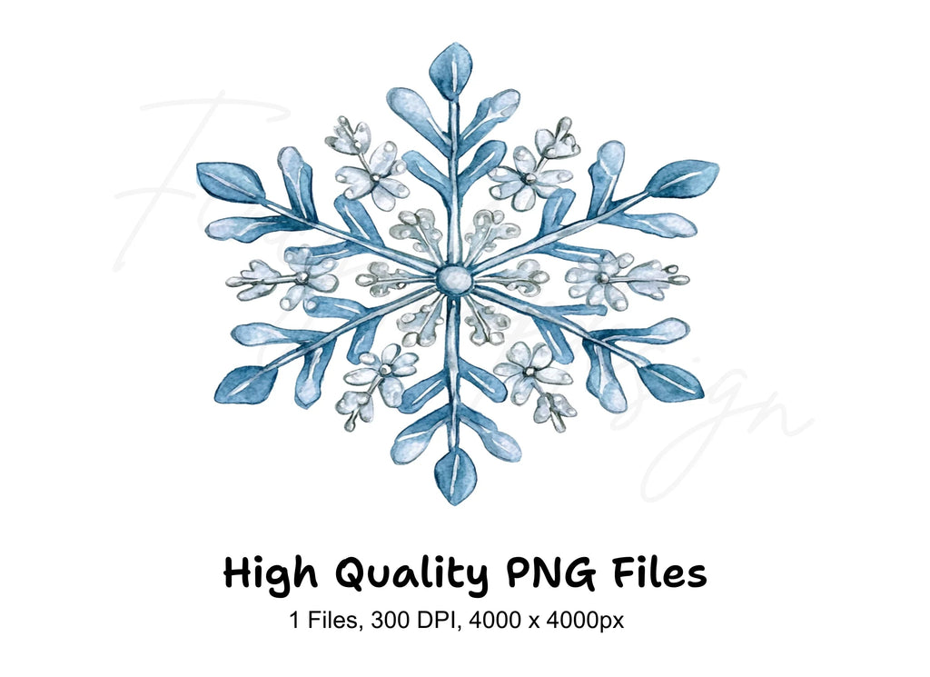 Blue Snowflake Clipart Bundle