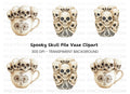 Skulls in Teacup Illustration Clipart Bundle