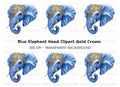 Ornate Blue Elephant Head Clipart Bundle
