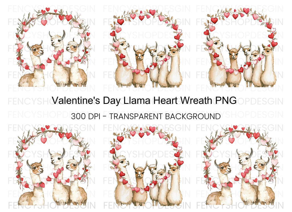 Cute Llama Valentine Day Clipart Bundle