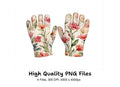 Floral Gardening Gloves Clipart Bundle