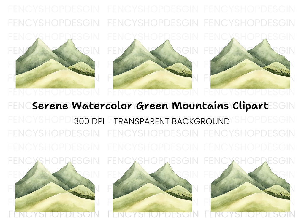 Green Mountain Landscape Clipart Bundle