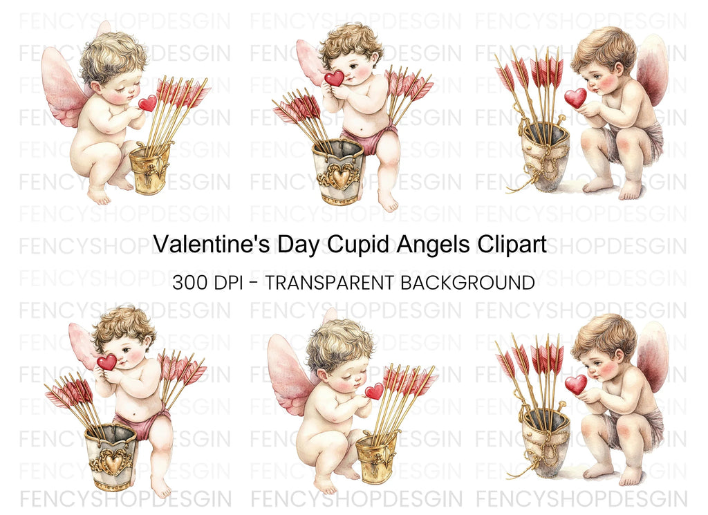 Cute Cupid Valentine Day Clipart Bundle