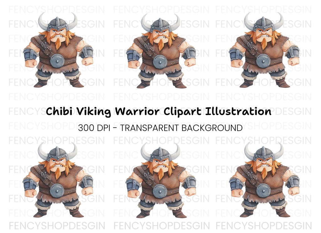Chubby Viking Warrior Clipart Bundle
