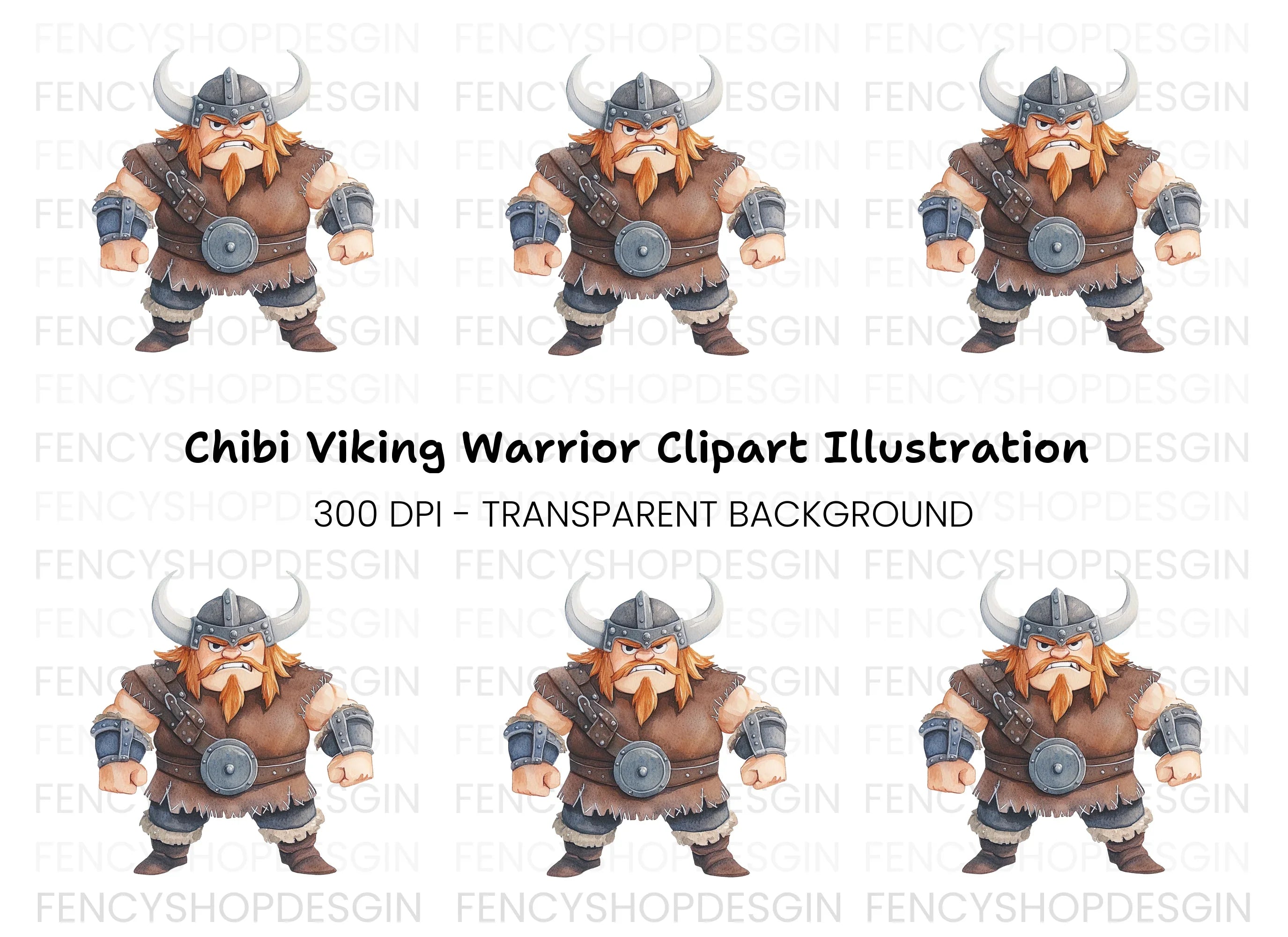 Chubby Viking Warrior Clipart Bundle