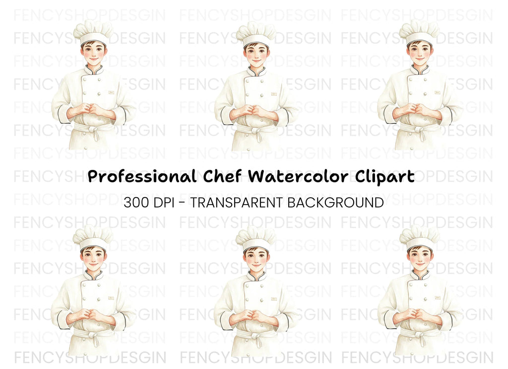 Smiling Male Chef Illustration Clipart Bundle