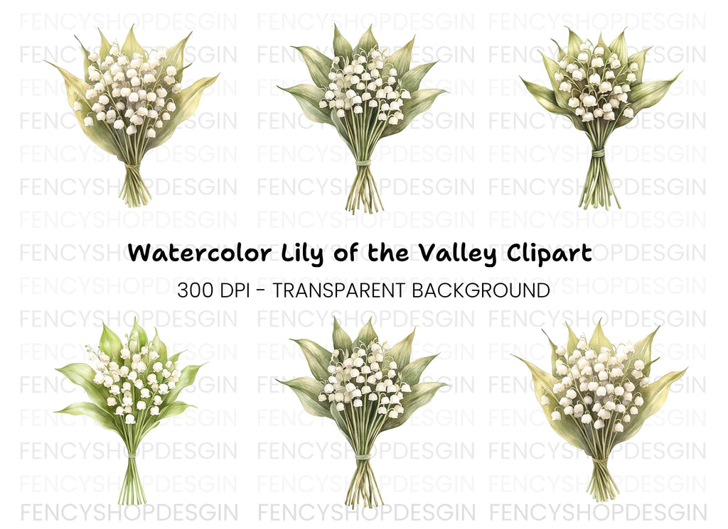 Lily of the Valley Bouquets Clipart Bundle