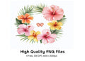 Tropical Hibiscus Palm Clipart Bundle