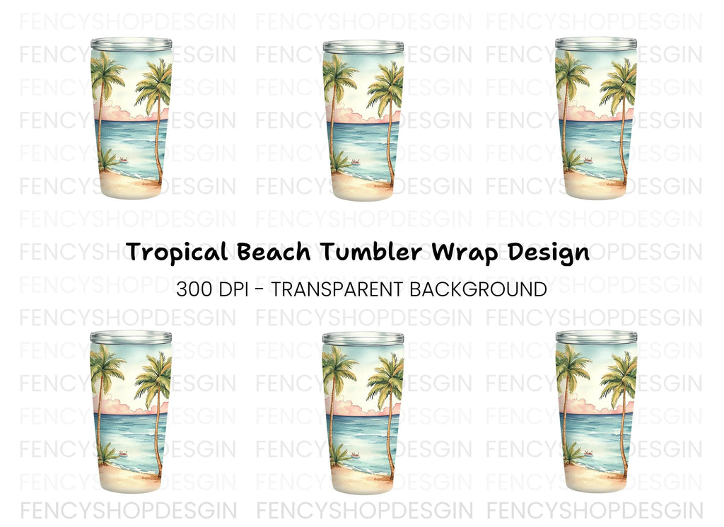 Tropical Beach Tumbler Clipart Bundle