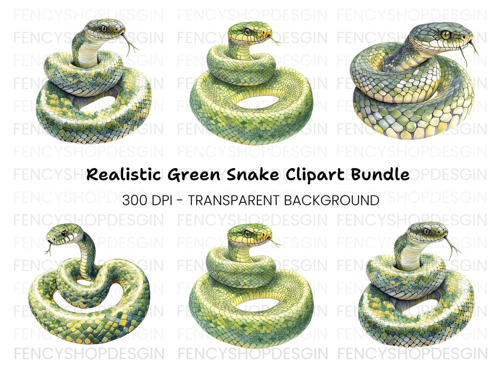 Vibrant Green Snake Clipart Bundle