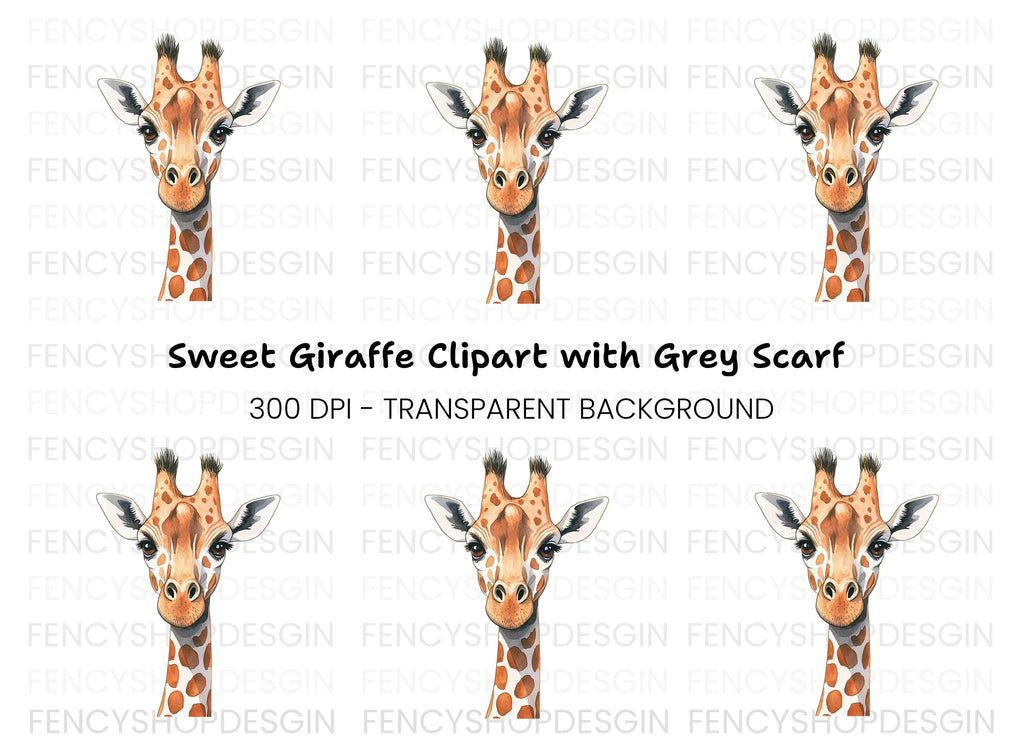 Charming Giraffe Head Clipart Bundle