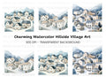 Winter Mountain Village Clipart Bundle