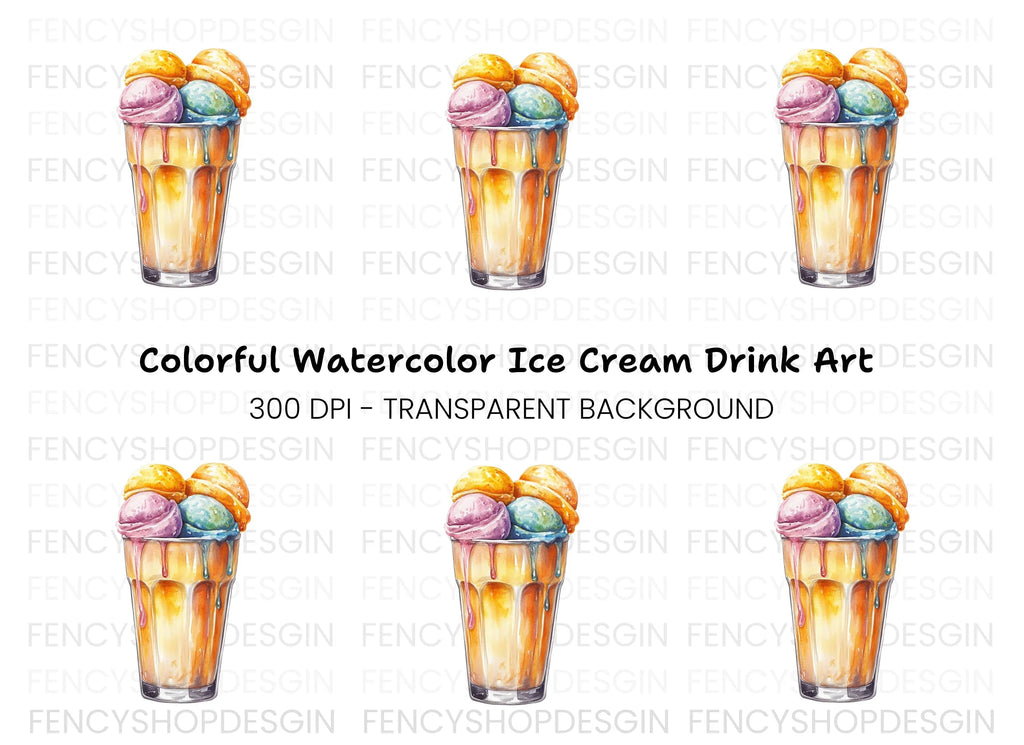 Colorful Ice Cream Cups Clipart Bundle