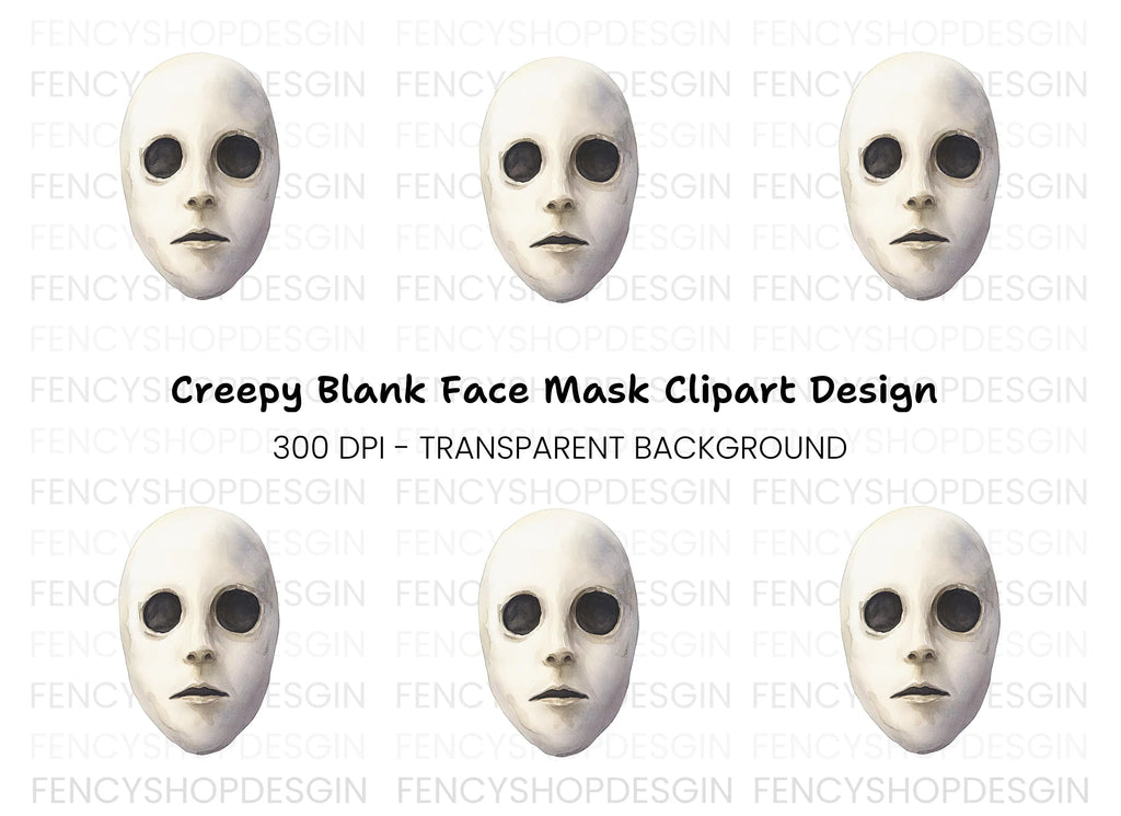 Eerie White Mask Clipart Bundle