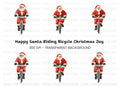 Santa Claus Riding Bicycle Clipart Bundle