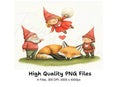 Cute Gnomes and Fox Clipart Bundle