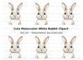 Cute White Bunny Clipart Bundle