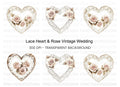 Lace Heart Rose Clipart Bundle