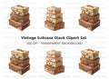 Brown Vintage Luggage Clipart Bundle