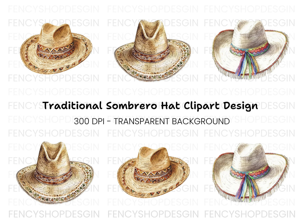 Rustic Sombrero Hat Clipart Bundle