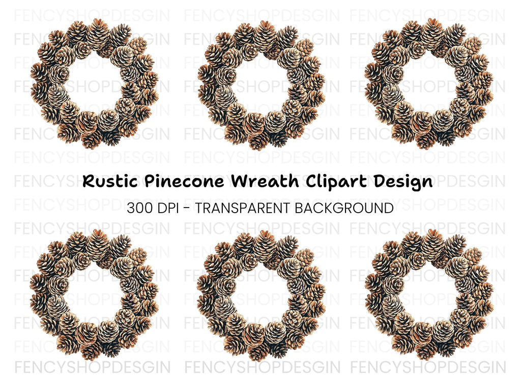Pine Cone Wreath Clipart Bundle
