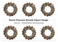 Pine Cone Wreath Clipart Bundle