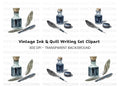 Vintage Inkwell and Quill Pen Clipart Bundle