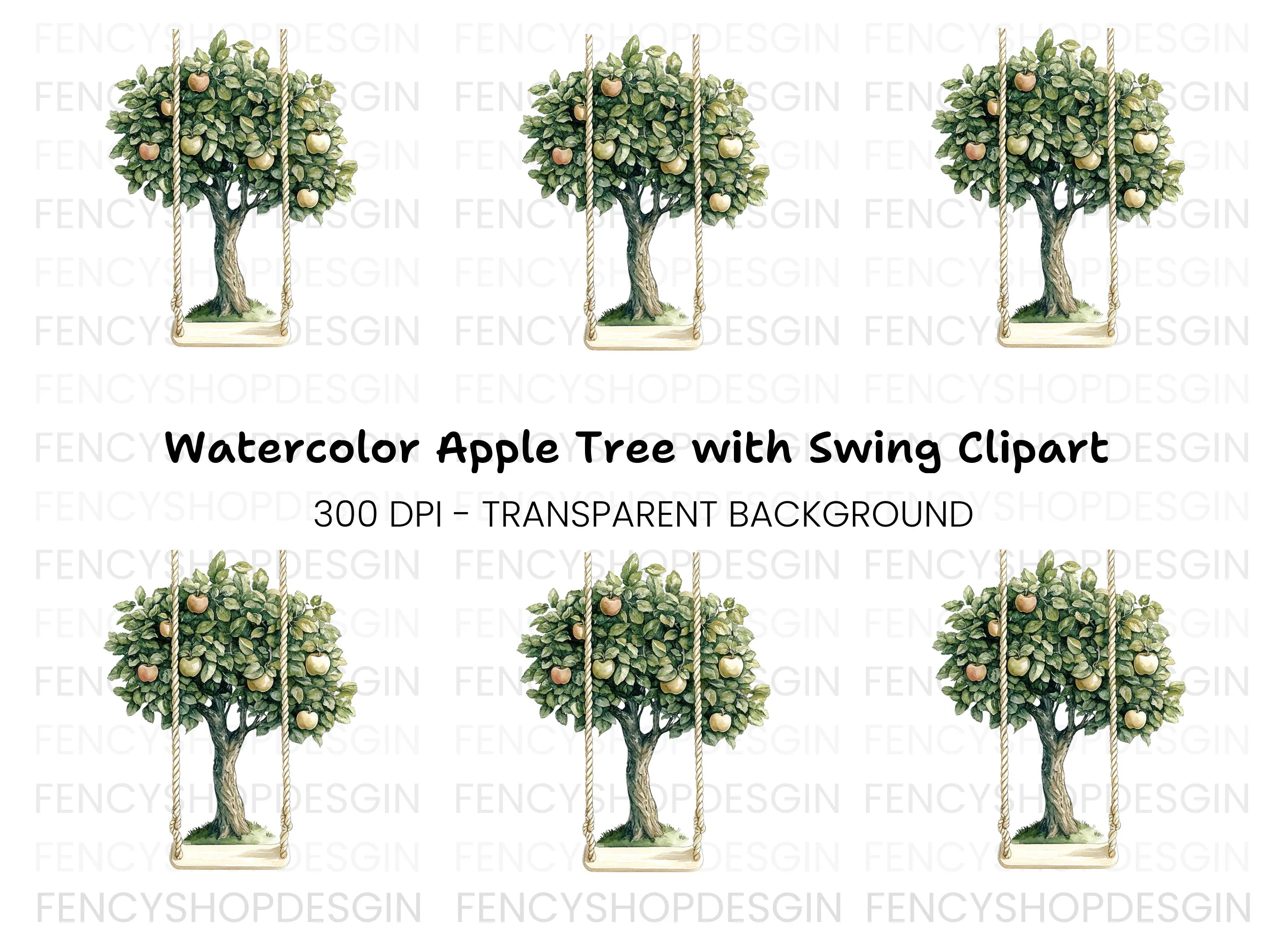 Apple Tree Swing Clipart Bundle