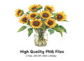 Sunny Sunflower Arrangements in Glass Jars Clipart Bundle