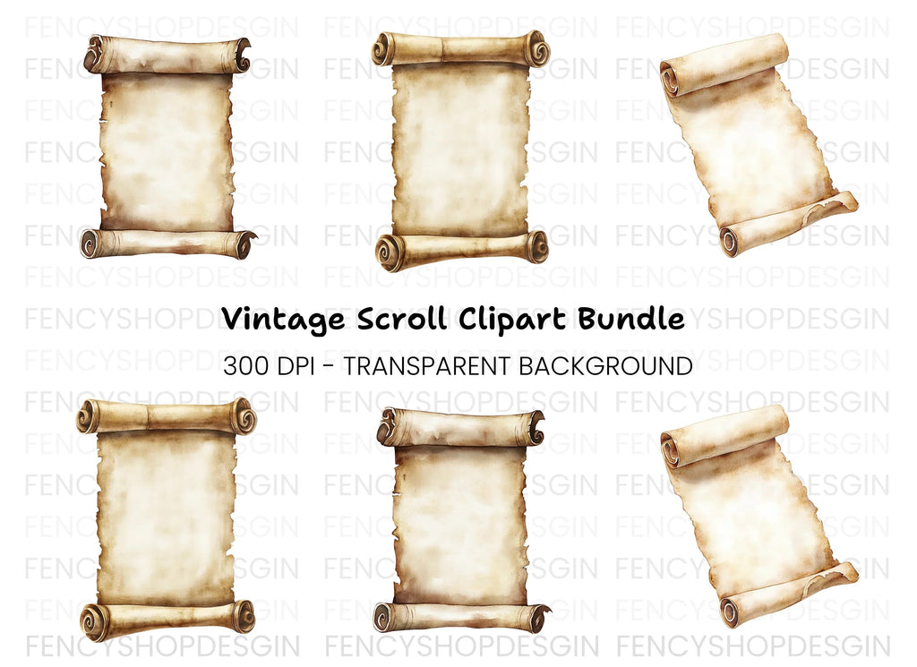 Aged Scroll Clipart Bundle