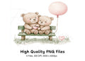 Romantic Bear Couple on Bench Clipart Bundle