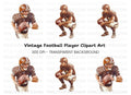 Vintage Football Players Clipart Bundle