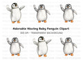Waving Baby Penguin Clipart Bundle