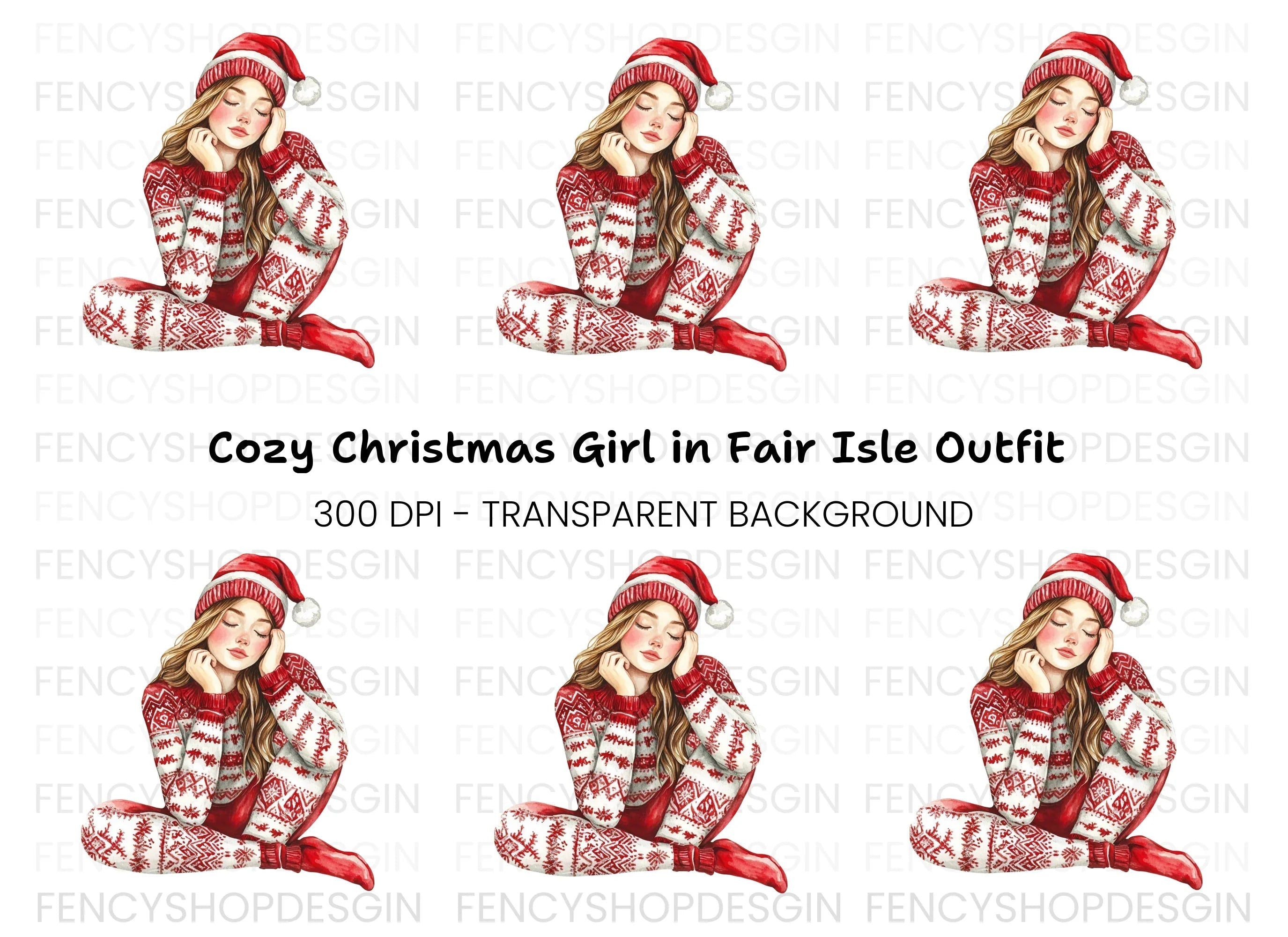 Cozy Christmas Girl Clipart Bundle