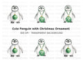 Penguin Christmas Ornament Clipart Bundle