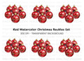 Red Christmas Ornaments Clipart Bundle
