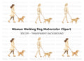 Girls Walking Dogs Clipart Bundle