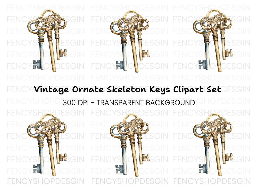 Elegant Antique Keys Clipart Bundle