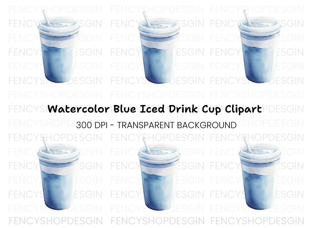 Blue Smoothie Cup Clipart Bundle