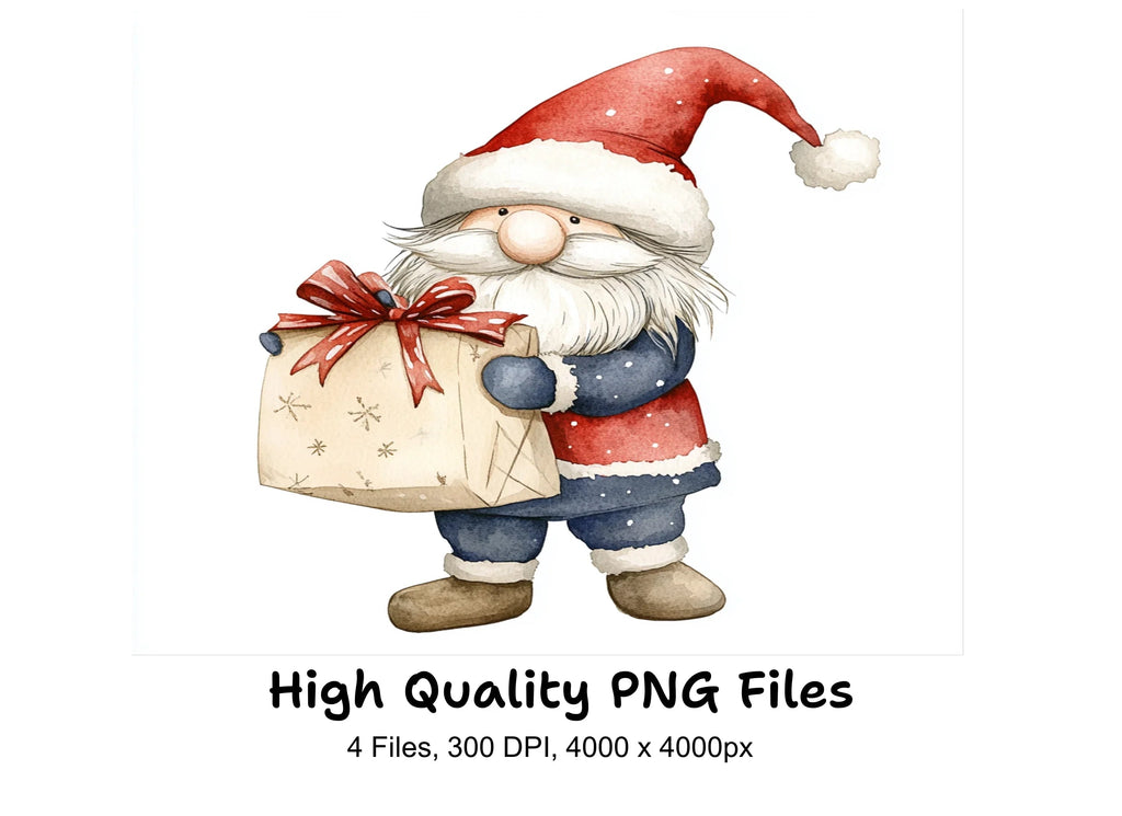 Christmas Gnomes with Presents Clipart Bundle