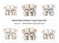 Sweet Baby Elephant Hugs Clipart Bundle