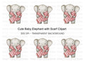 Cute Baby Elephant with Scarf Clipart Bundle