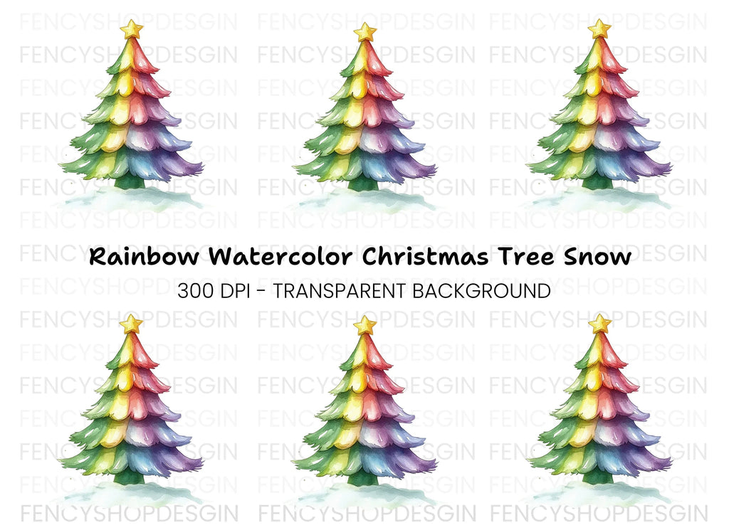 Rainbow Christmas Tree Clipart Bundle