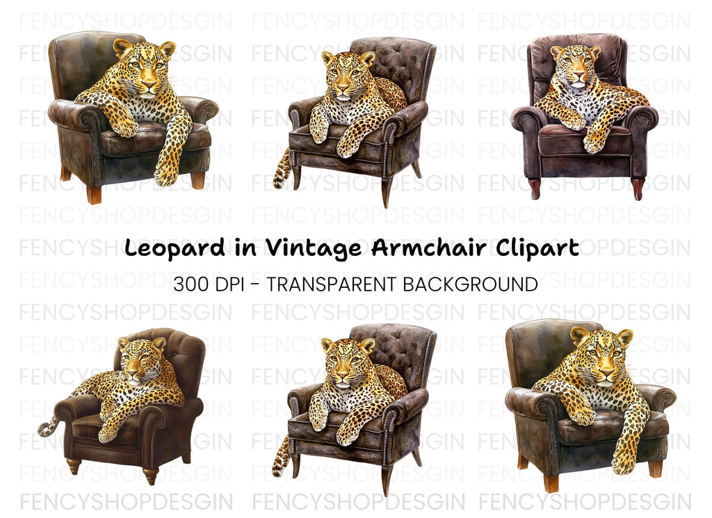 Leopard in Armchair Clipart Bundle