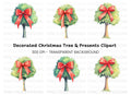 Green Trees with Red Bows Clipart Bundle