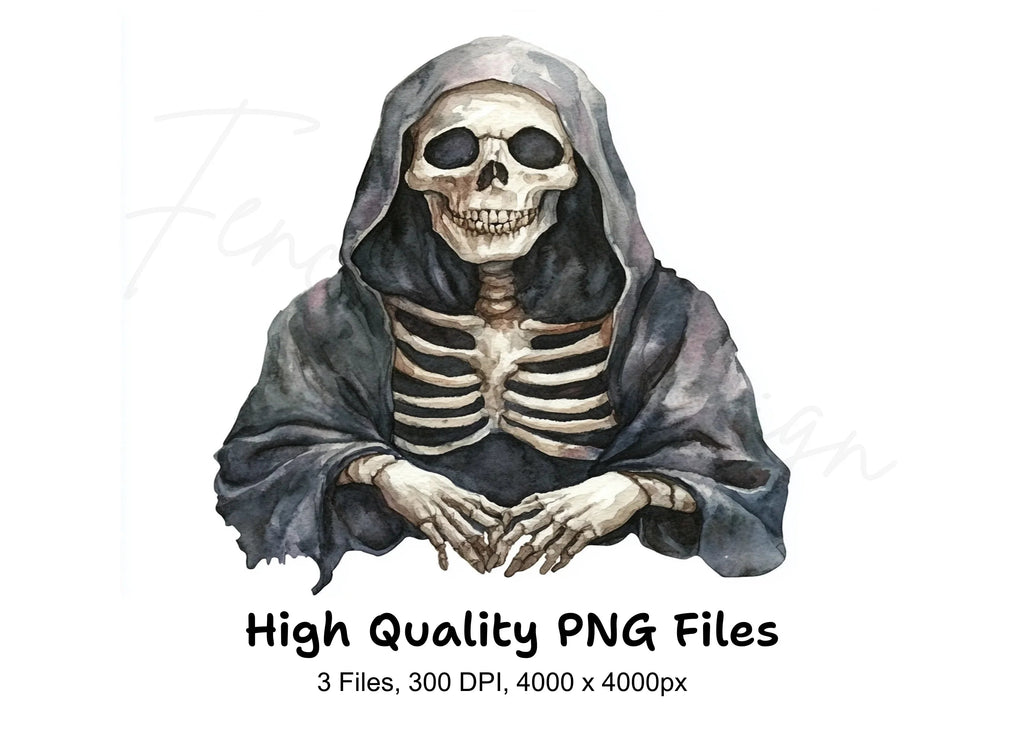 Spooky Grim Reaper Skeletons Clipart Bundle