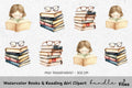 Books Reading Girl Clipart Bundle