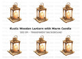 Rustic Wooden Lantern Clipart Bundle