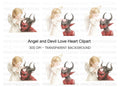 Cute Angel and Devil Heart Clipart Bundle